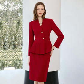 IWY/红色西装套裙女秋冬长袖职业通勤气质套装高端宴会工作服25CS830
