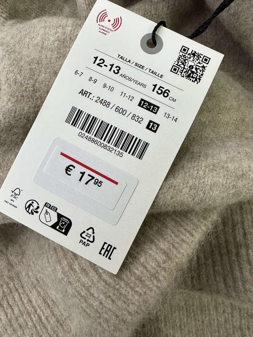 贝壳三 儿童高领翻边纯色毛衣简约百搭厚实柔软针织衫C120526 商品图11