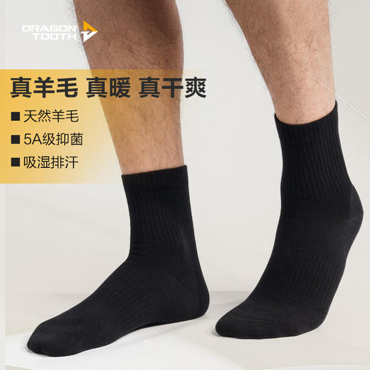 【龙牙上新】龙牙基础款美丽诺羊毛中筒袜 商品图0