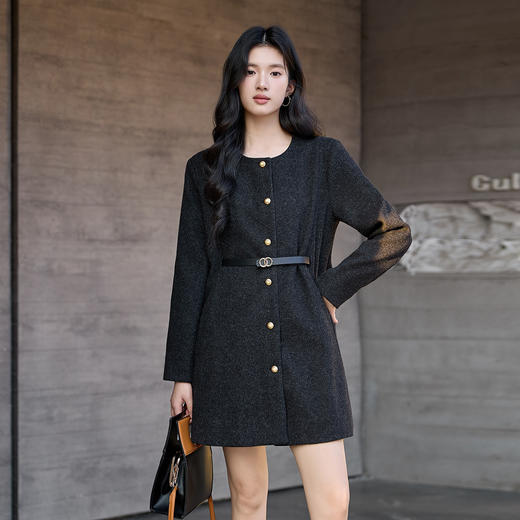 奢姿大码女装2025冬季胖妹妹不规则半高领毛呢时尚轻奢休闲外套9954394375 商品图4