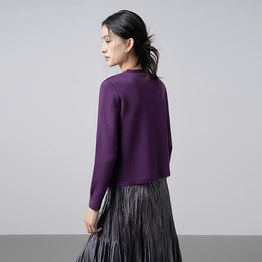 【林栖设计小店】（预售12月28日发货）立体绣花紫毛织外套镂空复古优雅2026早春新款长袖上衣女T1961308+半裙T1961309 商品图4