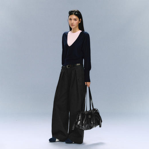 Ariseism 美式复古设计感长袖针织衫女秋冬新款毛衣内搭上衣 商品图4