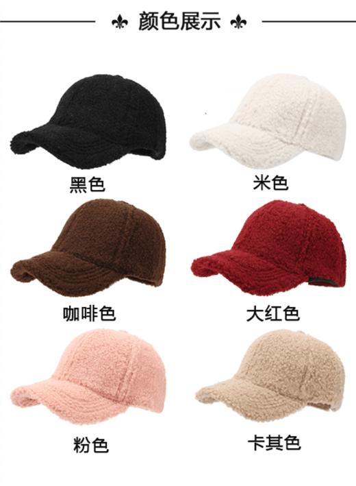 秋冬季保暖鸭舌帽羊羔绒棒球帽成人款六片帽子ZY1032 商品图1