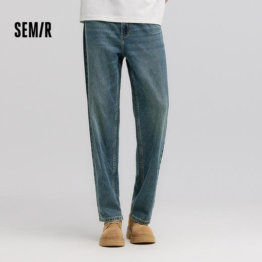 森柔|森马牛仔裤男款春季复古水洗宽松直筒长裤时尚流行潮搭裤子 商品图1