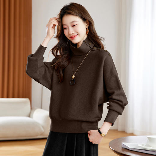 高级感堆堆领毛衣，宽松内搭好看打底衫CC-QL-8960 商品图1