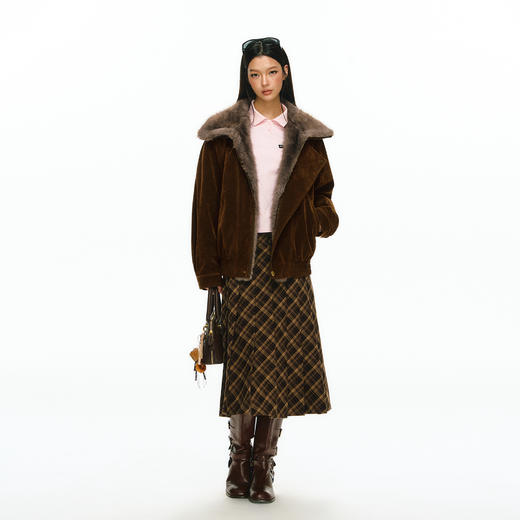 Ariseism 美式复古设计感夹棉毛毛外套女冬季新款修身上衣 商品图3