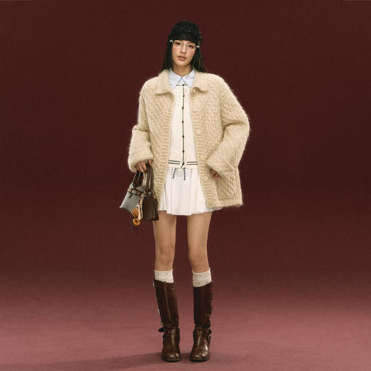 Ariseism 美式复古设计感翻领毛衣外套女秋冬新款 商品图3