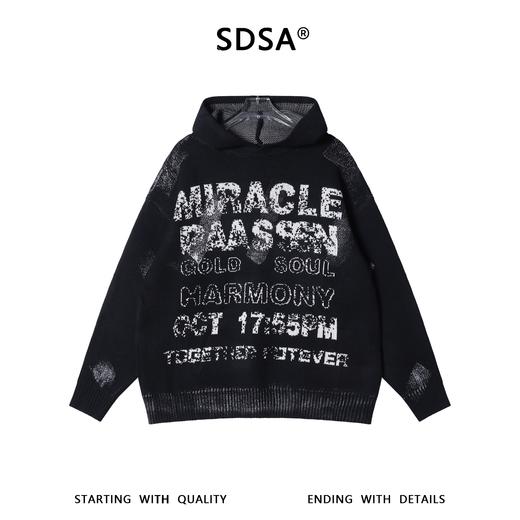 8502SDSA男士秋冬新款痞帅男装美式高街撞色字母连帽毛衣百搭时尚情侣 商品图1