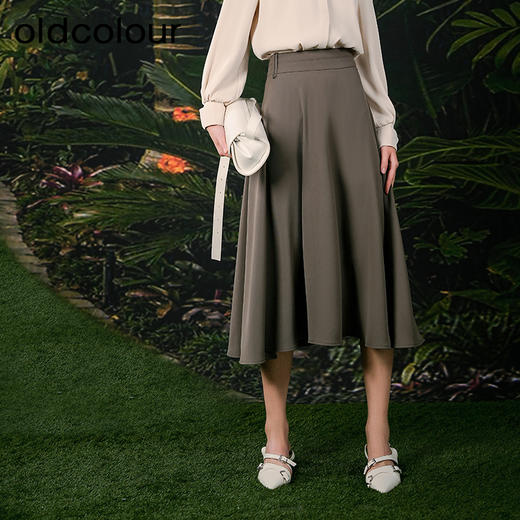 oldcolour欧珂春秋季纯色简约休闲通勤日常长裙女Q15061422 商品图2