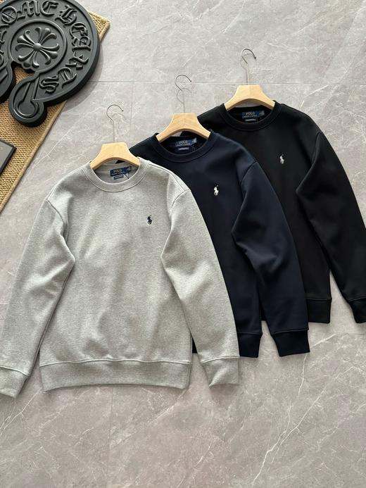 加绒款啦夫劳伦卫衣 2025秋冬装加绒卫衣 男士经典小马标款刺绣圆领卫衣 商品图0