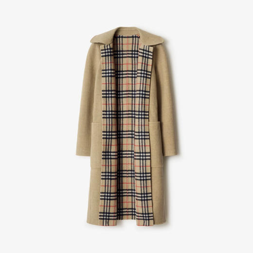 BURBERRY 巴宝莉 女士双面羊毛裹身大衣 卡其色 8110900 B9368 商品图1
