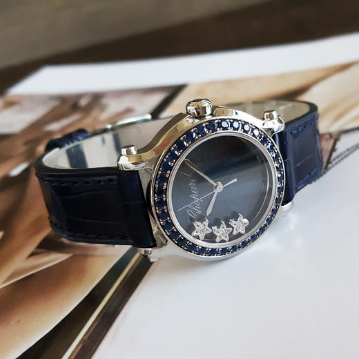 【95新】CHOPARD 萧邦278509-2007石英机芯30MM（女款）HAPPY DIAMONDS系列精钢；镶嵌蓝色宝石表圈 211125TJ20 商品图4