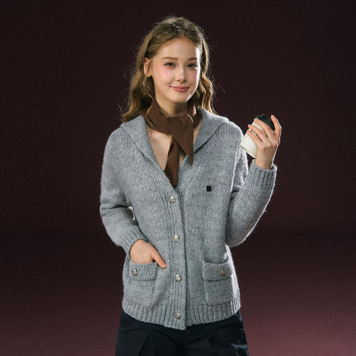 Ariseism 美式复古设计感开衫毛衣女秋冬新款修身上衣 商品图0