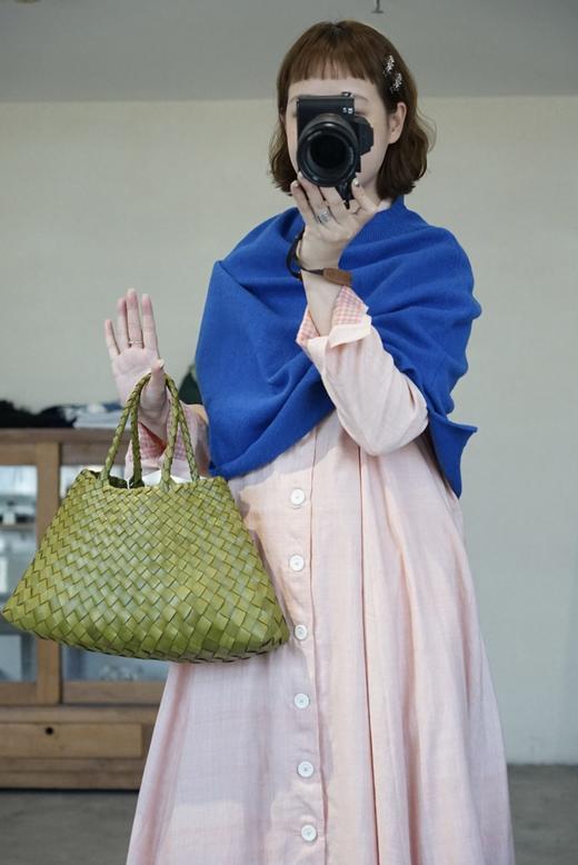 MAKU textiles｜桃粉色衬衫领单排扣中长款古典连衣裙 商品图10