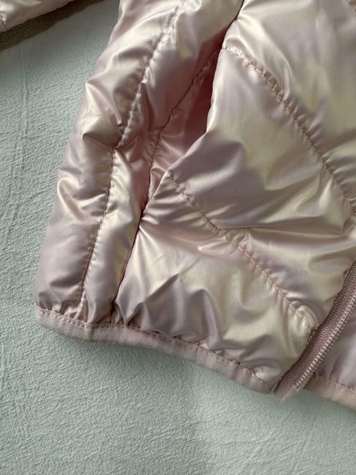贝壳三 珠光粉色亮面儿童连帽棉服绗缝防风轻薄拉链棉衣C120527 商品图8