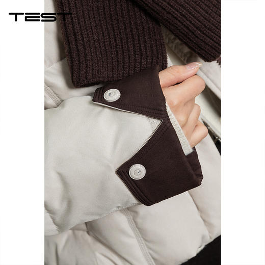 冬上新温柔系米棕撞色短款棉衣2254168 商品图4