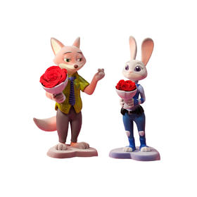 VBEINGS花语 疯狂动物城朱迪尼克永生花礼盒摆件生日礼物