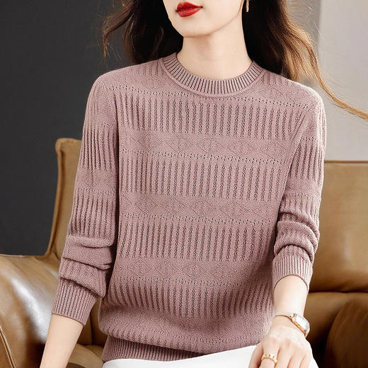 大码毛衣女秋冬季圆领打底衫宽松显瘦套头针织衫女士长袖上衣洋气 商品图2