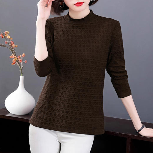 抓绒磨毛女士打底衫2026新款爆款保暖半高领上衣时尚洋气内搭t恤 商品图3