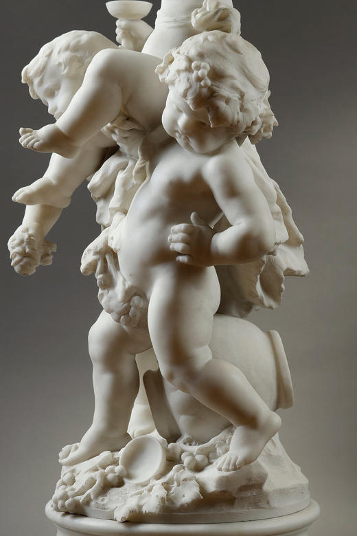 独角鹿西洋古董19世纪法国著名雕塑家Math. Moreau签名创作神话人物主题卡拉拉大理石雕塑作品《年轻的巴克斯》 商品图8