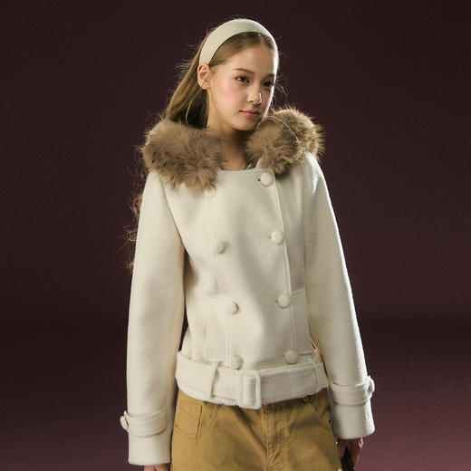Ariseism 美式复古设计感可拆卸毛领外套女冬季新款 商品图2