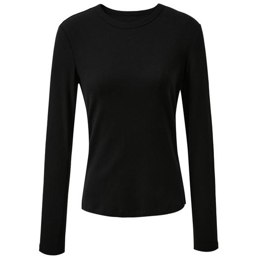 三彩2026春季新款简约纯色圆领长袖T恤套头打底衫上衣修身Z 商品图4