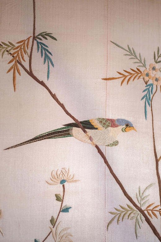 独角鹿西洋古董1920年代中国出品「锦上添花」传统东方花鸟主题大型粤绣挂屏 商品图8