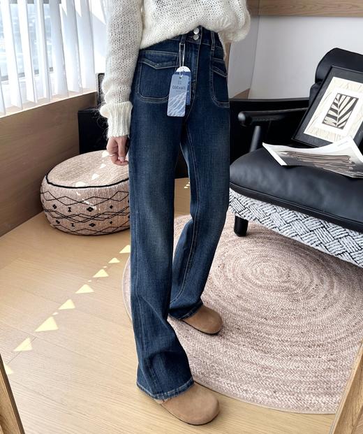 四季款升级两粒扣高腰360°四面超弹土耳其微喇牛仔裤 商品图5