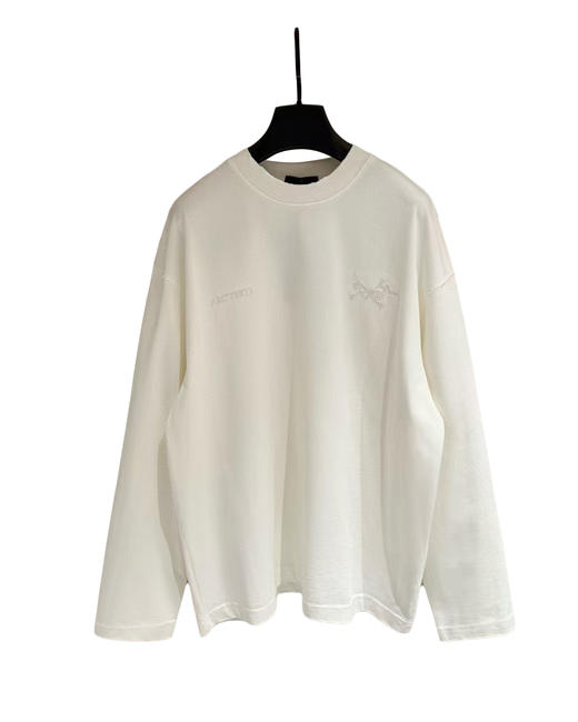 中性款破损刺绣长袖T恤ba003 商品图0