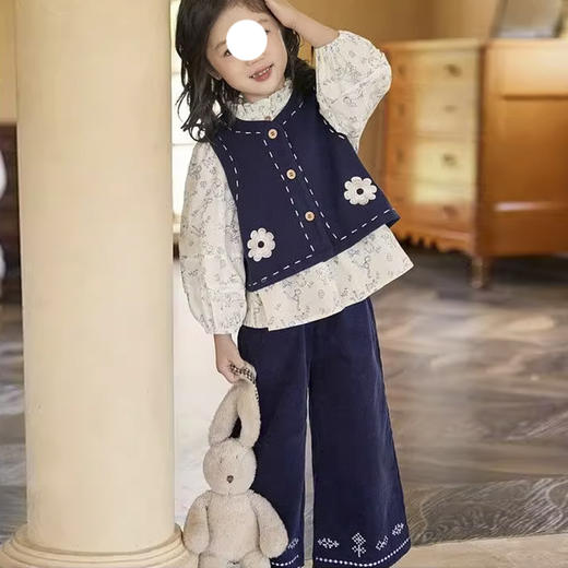 裁缝学苑TH15套装森系三件套纸样儿童灯芯绒背带裙衬衫直筒裤样板 商品图2