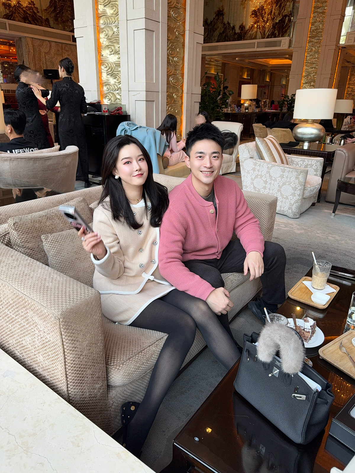 DUO智仙生 黑标 古早滑雪女孩小香风毛呢外套和半裙套装