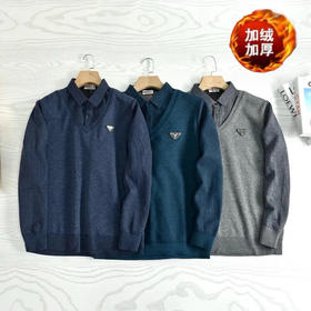 加绒加厚！谱拉达秋冬季新款加绒加厚毛衣假两件