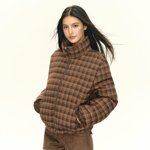 Ariseism 美式复古设计感格子棉服外套女秋冬新款上衣面包服 商品图2