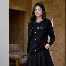 奢姿大码女装2025冬季时尚钻饰圆领针织开衫胖妹妹气质减龄上衣9854670583