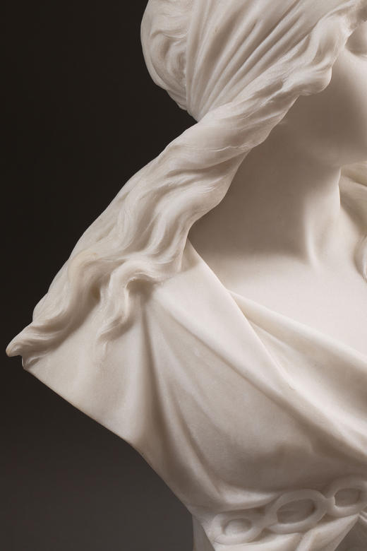 独角鹿西洋古董1900年代意大利雕塑家Adolfo Cipriani签名创作新艺术风格卡拉拉大理石少女半身像雕塑作品 商品图9