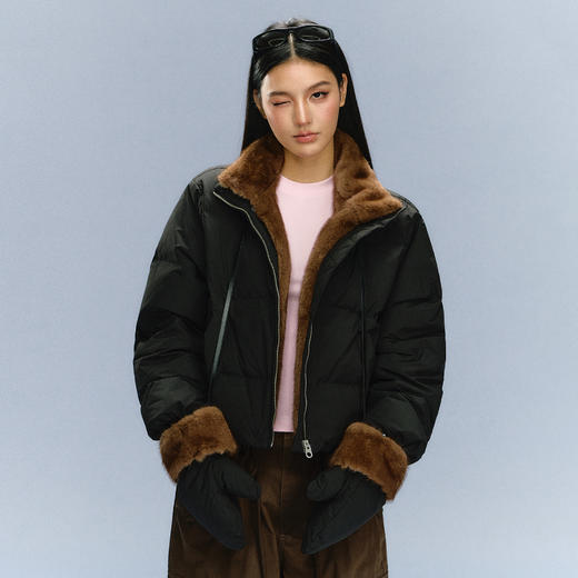 Ariseism 美式复古设计感可拆卸毛毛羽绒服女秋冬新款外套 商品图2