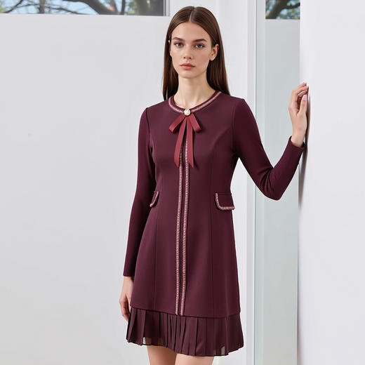 EITIE爱特爱冬季新品高腰修身显瘦裙摆拼接气质优雅连衣裙7607316 商品图8