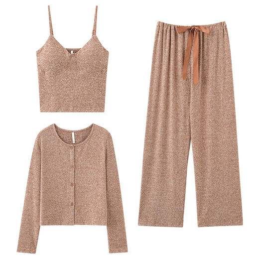 【带胸垫可外穿家居服三件套装】春秋冬季超柔羊绒棉人棉睡衣 商品图4