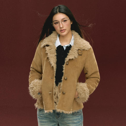 Ariseism 美式复古设计感皮毛一体短外套女秋冬新款 商品图2