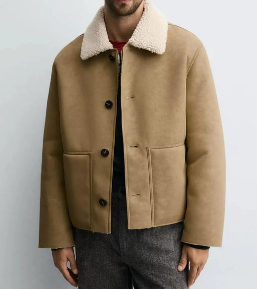 新款皮毛美式一体复古男士外套2025夹克冬季保暖加绒防寒加厚 商品图0