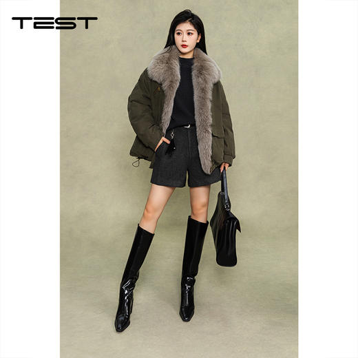 冬上新质感深灰毛呢通勤显瘦保暖短裤3254065 商品图1