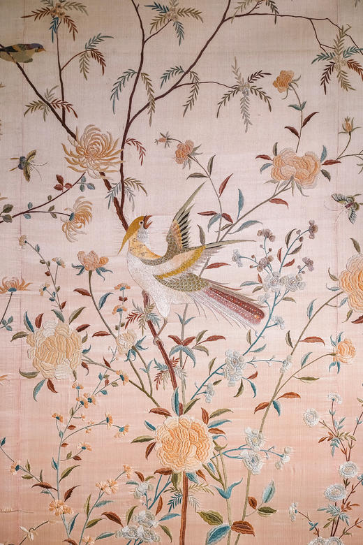 独角鹿西洋古董1920年代中国出品「锦上添花」传统东方花鸟主题大型粤绣挂屏 商品图2