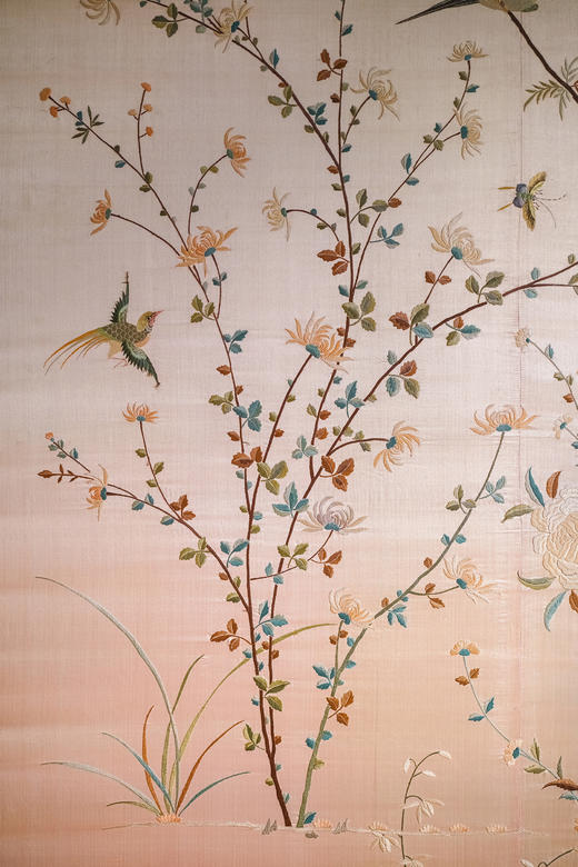独角鹿西洋古董1920年代中国出品「锦上添花」传统东方花鸟主题大型粤绣挂屏 商品图3