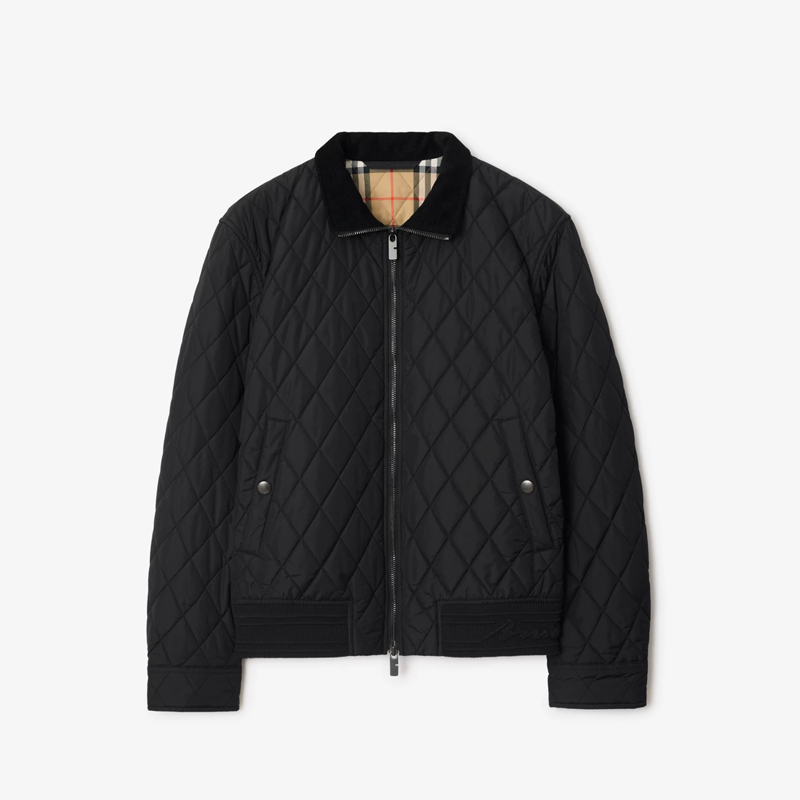 BURBERRY 巴宝莉 男士格纹衬里绗缝尼龙夹克棉服 黑色 8110187 A1189