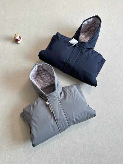 四杠荷包彩条80鹅绒羽绒男女同款加厚连帽羽绒服 商品图0