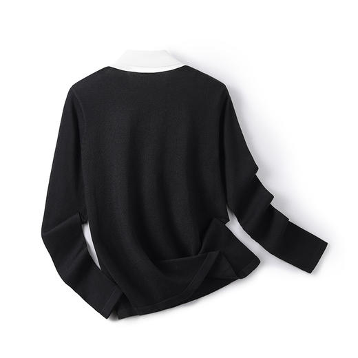 「自」全新升级【铂金会员128/天猫169/差价41】(22648)洛诗琳法式蝴蝶结领长袖针织衫2025秋冬气质飘带假两件毛衣 商品图1