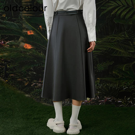 oldcolour欧珂春秋季气质简约休闲通勤纯色A字长裙女Q12061236 商品图4