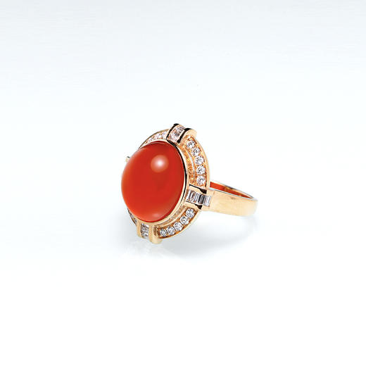 【挚友限定】重工镶 | 果冻红南红&钻石戒指 商品图3