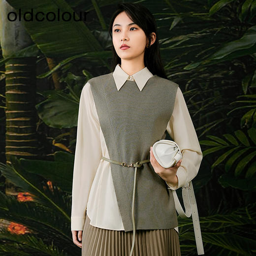 oldcolour欧珂春秋季日常通勤长袖衬衫女（两件套）Q11011079 商品图0