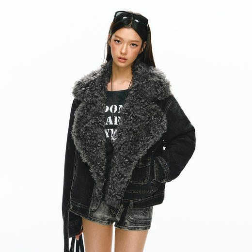 Ariseism 美式复古设计感可拆卸毛领棉服外套女冬季新款棉衣 商品图1